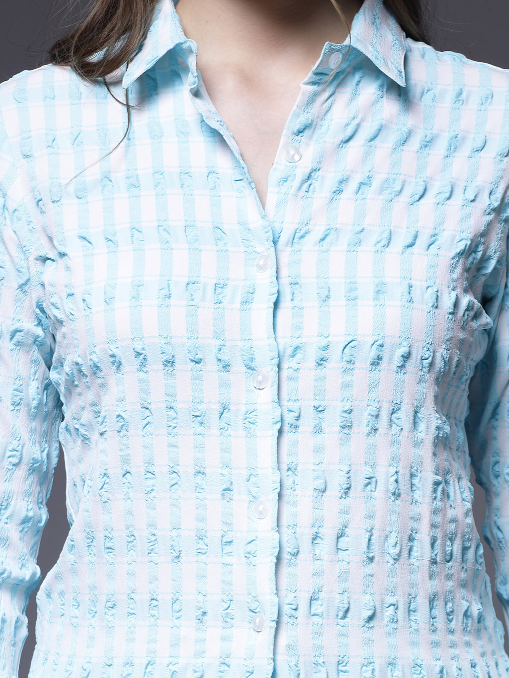 Being Naughty Women Comfort Spread Collar Textured Party Shirt