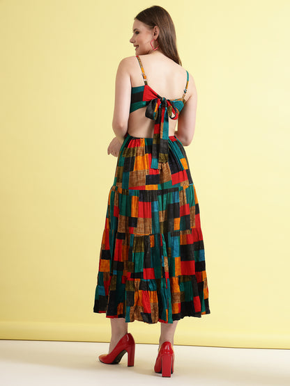 Women’s Printed Cut-Out Maxi Dress