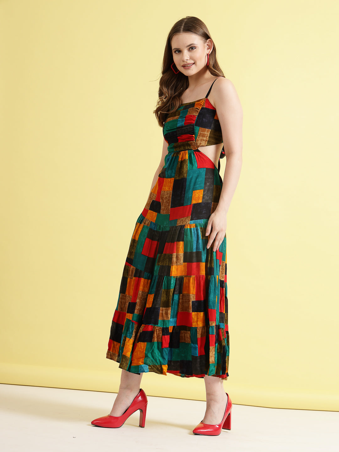 Women’s Printed Cut-Out Maxi Dress