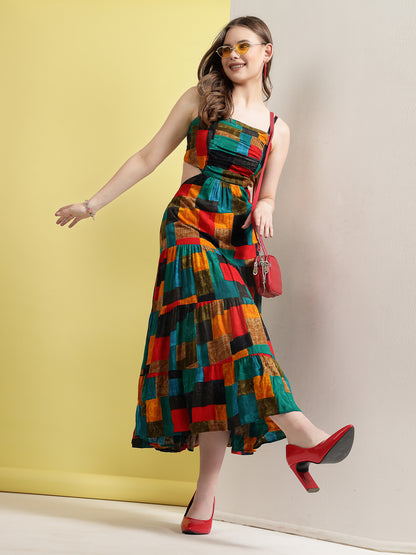 Women’s Printed Cut-Out Maxi Dress