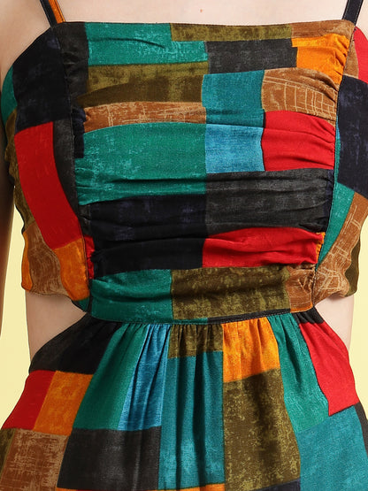 Women’s Printed Cut-Out Maxi Dress