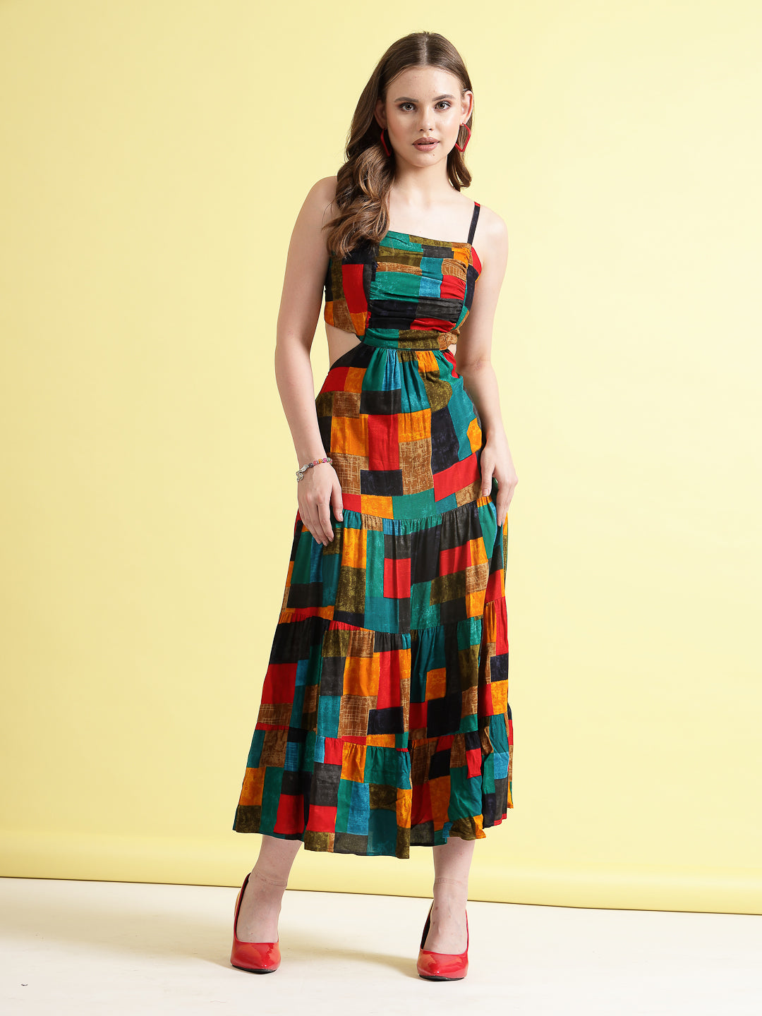 Women’s Printed Cut-Out Maxi Dress