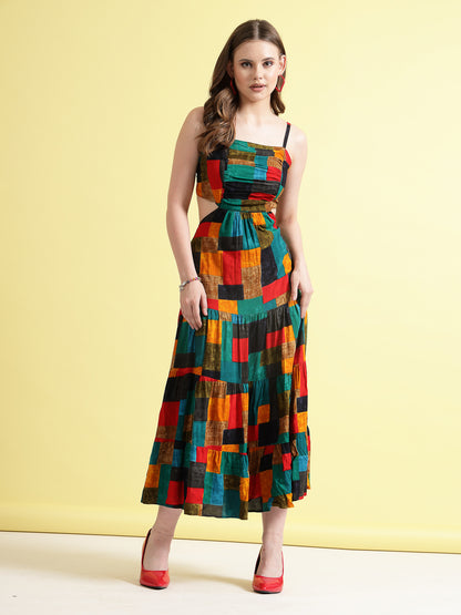 Women’s Printed Cut-Out Maxi Dress