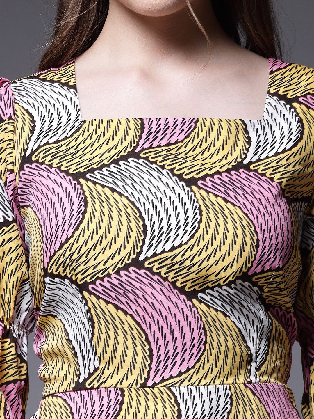 Women’s Abstract Printed Bell Sleeve Fit & Flare Dress