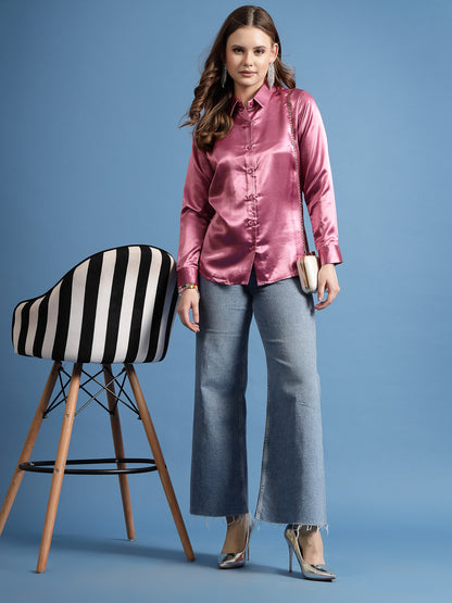 Women’s Comfort Spread Collar Solid Party Shirt