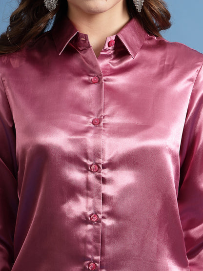 Women’s Comfort Spread Collar Solid Party Shirt