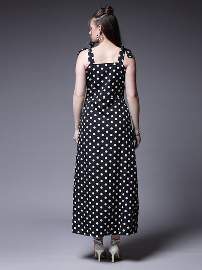 Women’s Polka Dot Print A-Line Maxi Dress
