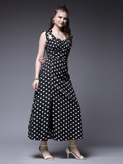 Women’s Polka Dot Print A-Line Maxi Dress