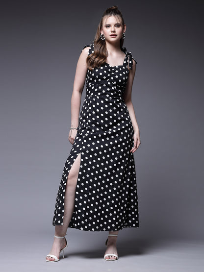 Women’s Polka Dot Print A-Line Maxi Dress