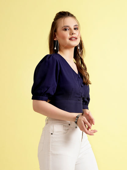 Women’s Solid V-Neck Top