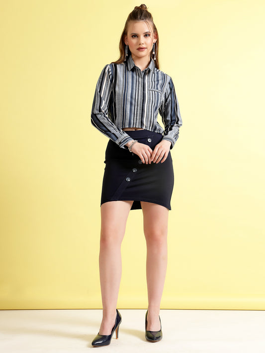 Women’s Striped Shirt With Skirt