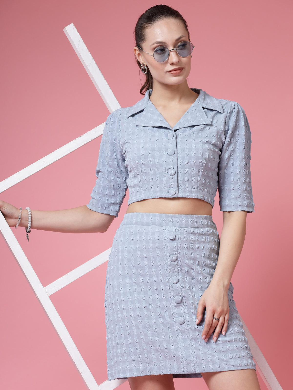 Women’s Self Design Shirt With Skirt