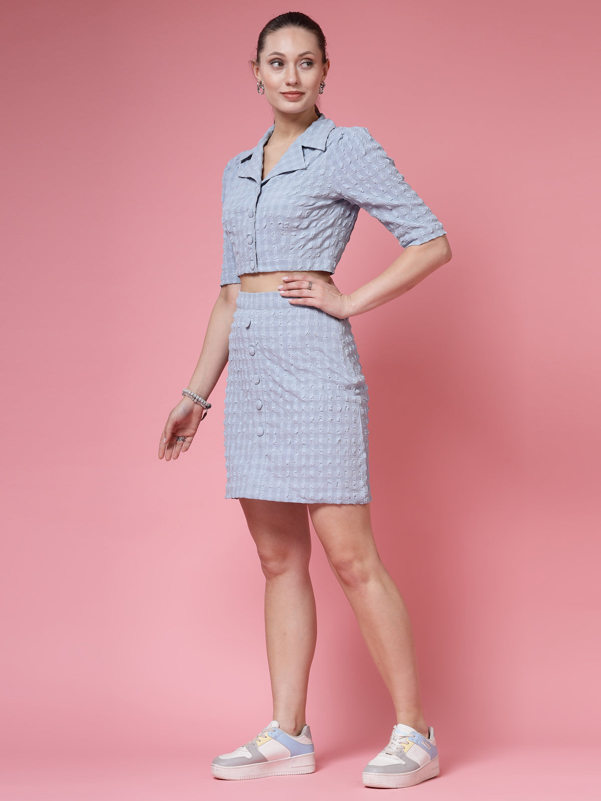 Women’s Self Design Shirt With Skirt
