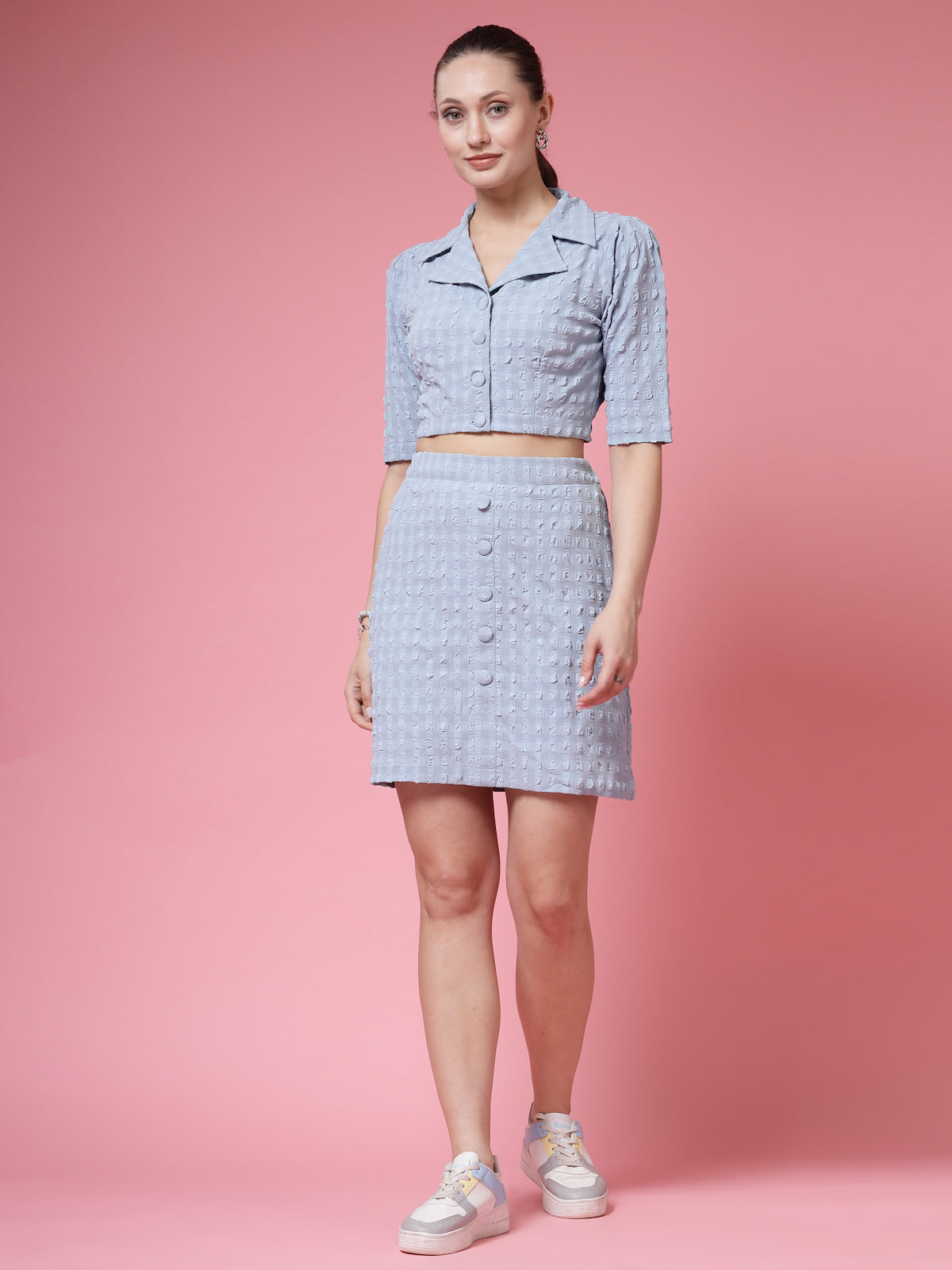 Women’s Self Design Shirt With Skirt