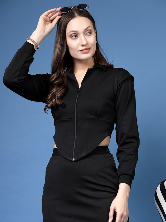 Women’s Shirt Collar Top With Skirt