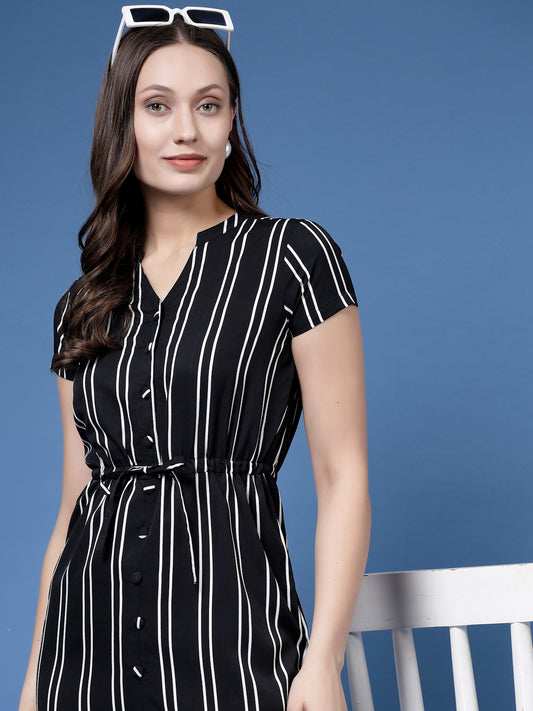 Women’s Striped V-Neck Fit & Flare Dress
