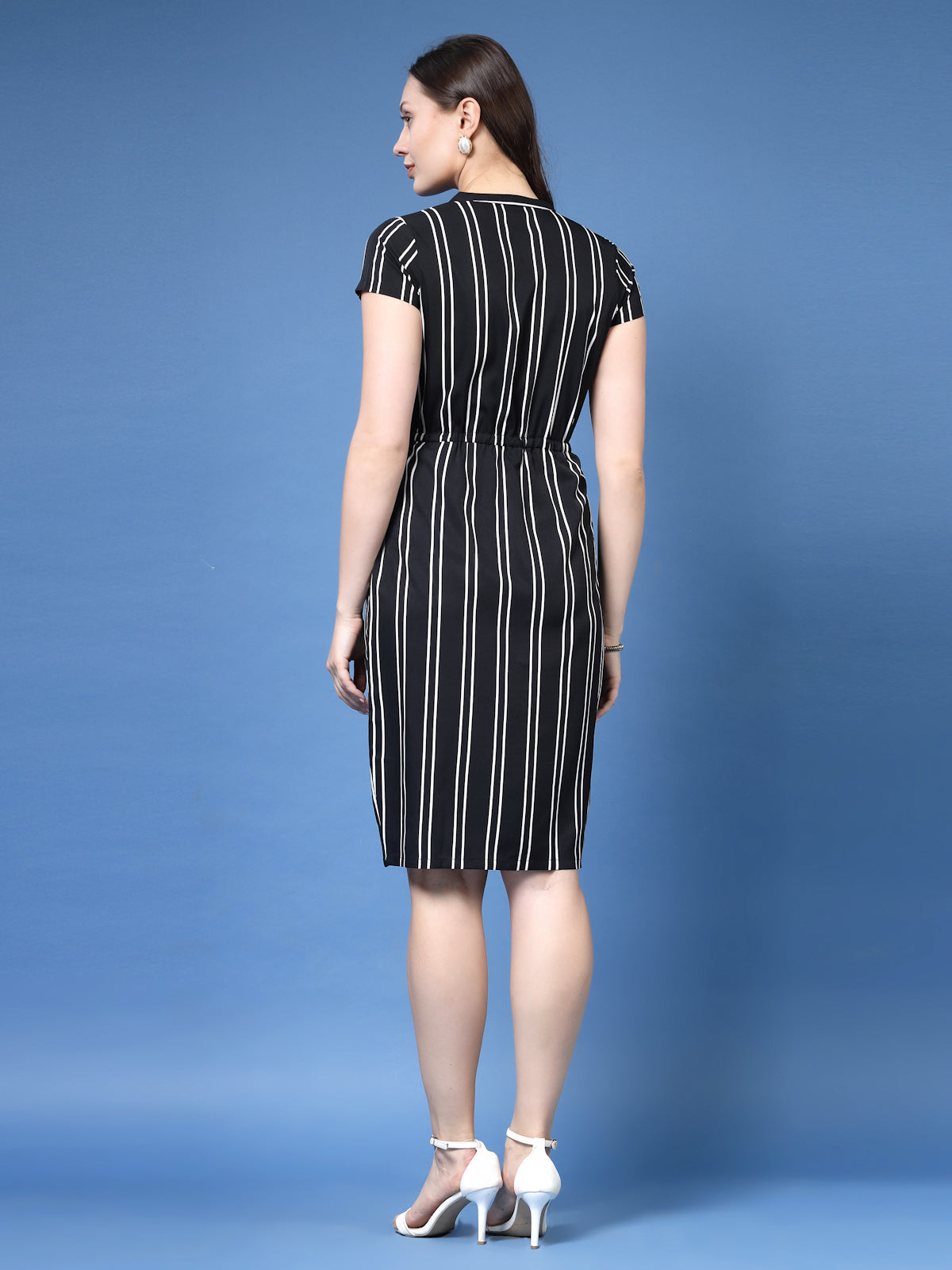 Women’s Striped V-Neck Fit & Flare Dress