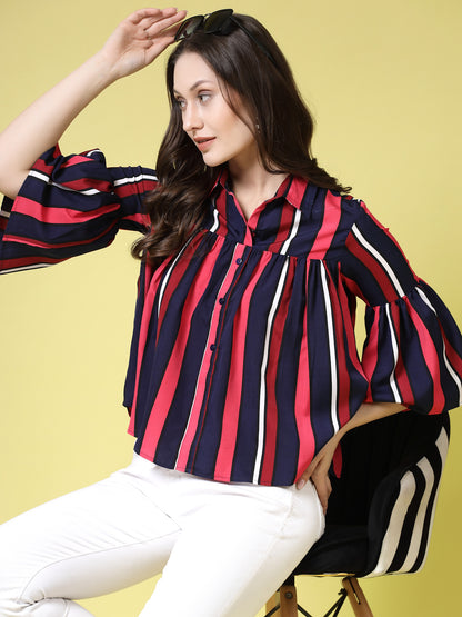 Women’s Edgy Striped Casual Shirt