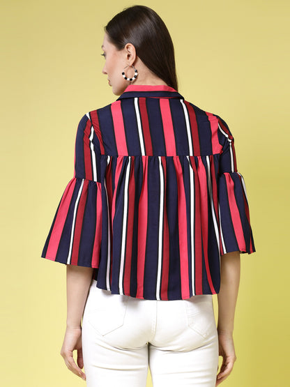 Women’s Edgy Striped Casual Shirt