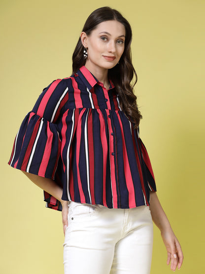 Women’s Edgy Striped Casual Shirt