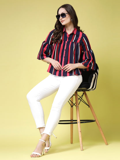 Women’s Edgy Striped Casual Shirt