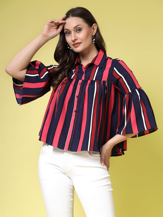 Women’s Edgy Striped Casual Shirt