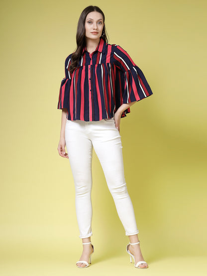 Women’s Edgy Striped Casual Shirt