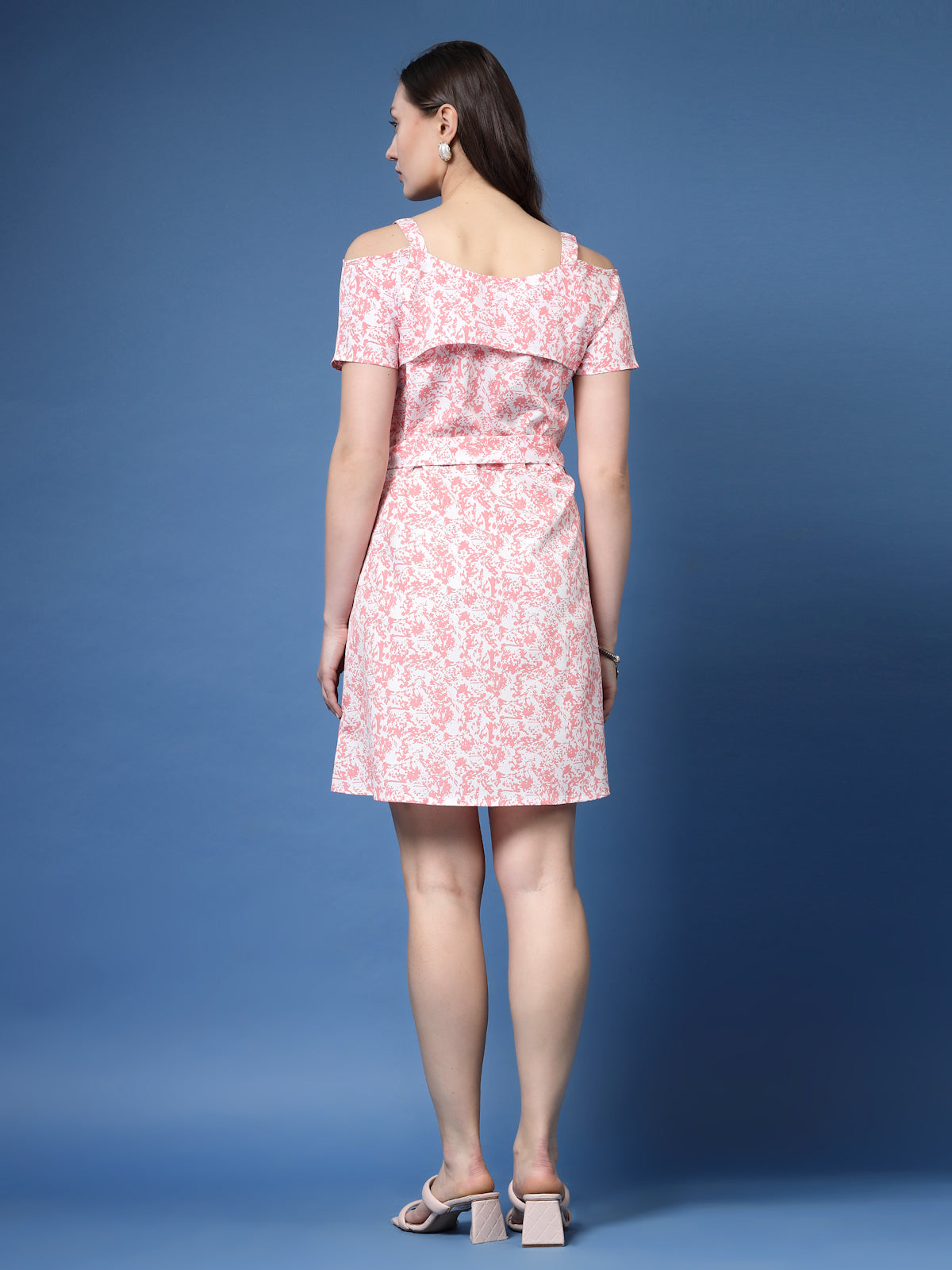 Women’s Abstract Printed Cold-Shoulder A-Line Dress