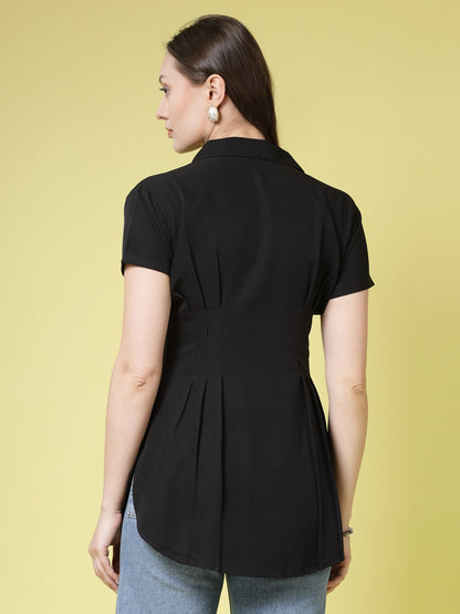 Women’s Comfort Spread Collar Solid Slim Fit Casual Shirt