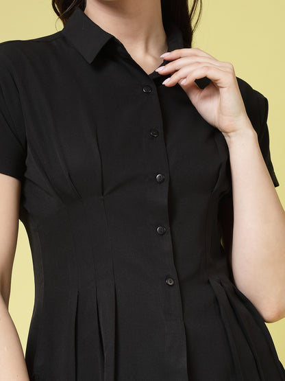 Women’s Comfort Spread Collar Solid Slim Fit Casual Shirt