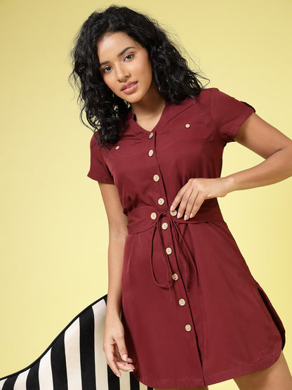Women’s Solid V-Neck Fit & Flare Dress