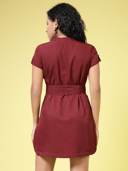 Women’s Solid V-Neck Fit & Flare Dress