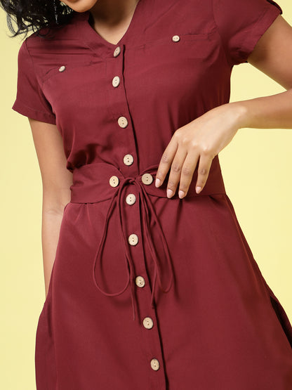 Women’s Solid V-Neck Fit & Flare Dress