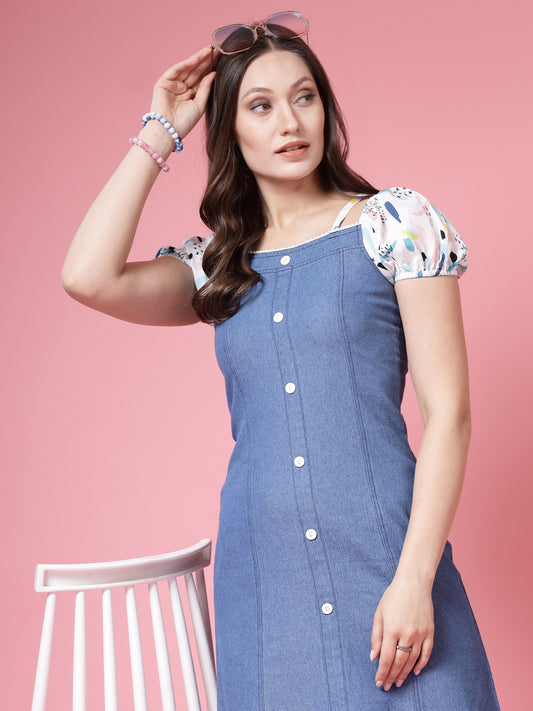 Puff Sleeve A-Line Dress