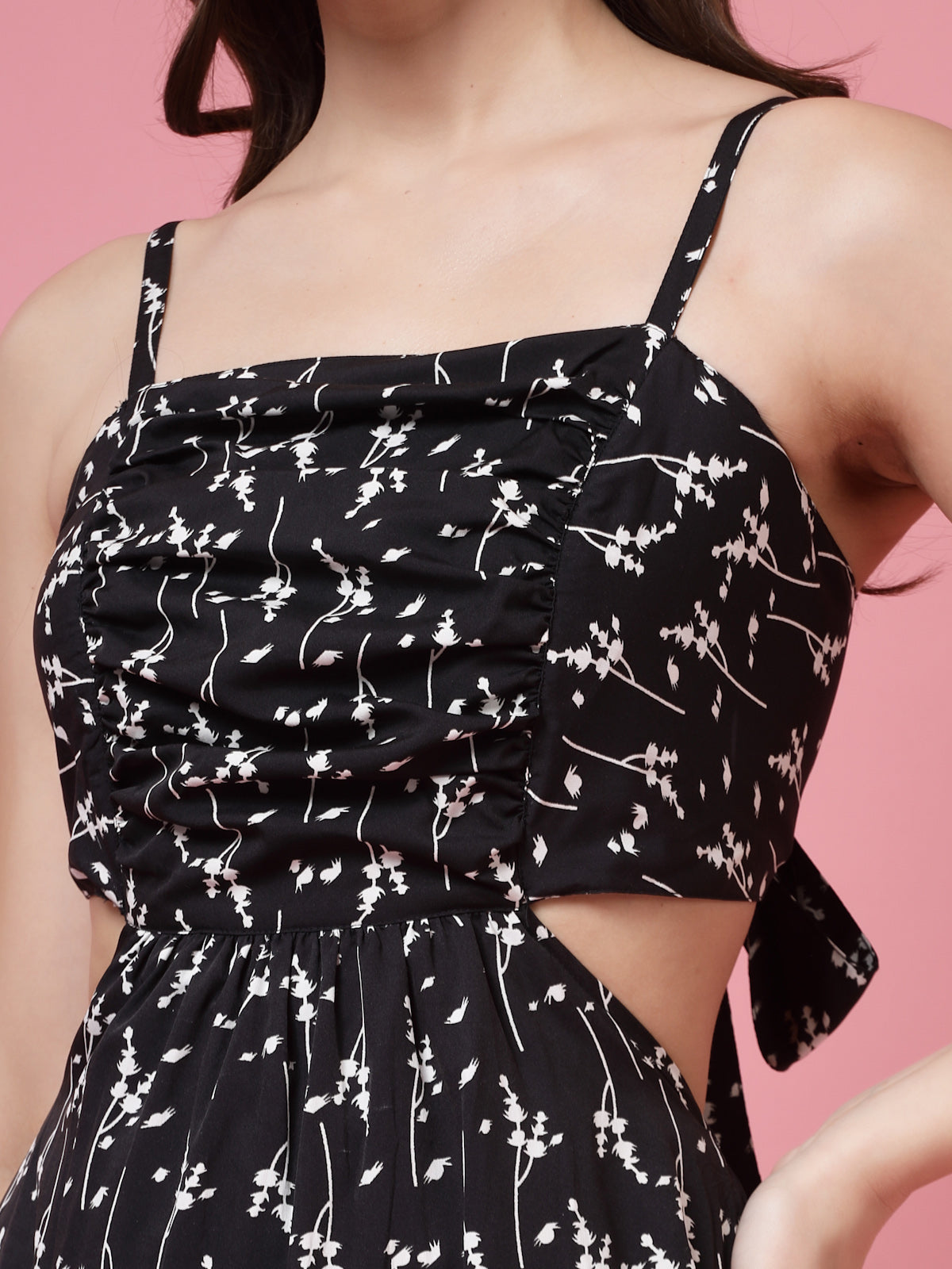 Women’s Floral Printed Shoulder Straps Fit & Flare Dress
