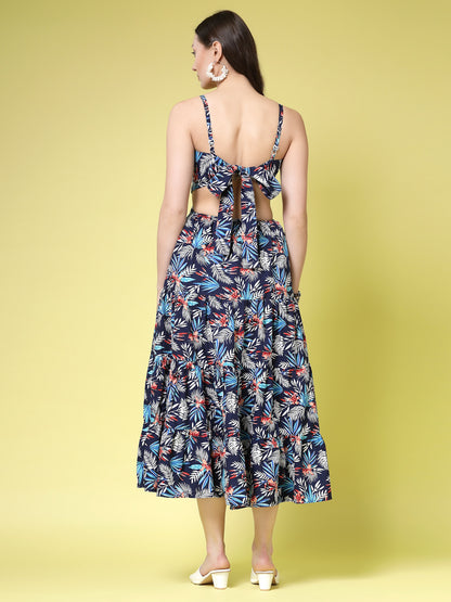 Women’s Floral Print Fit & Flare Maxi Dress