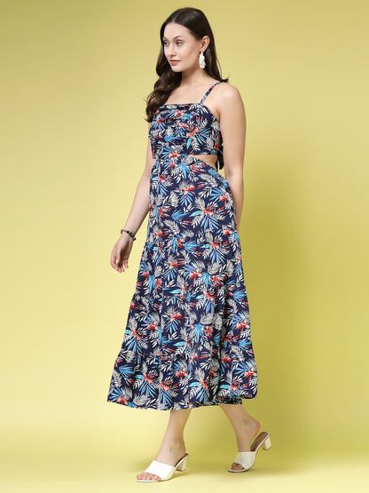 Women’s Floral Print Fit & Flare Maxi Dress