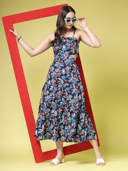 Women’s Floral Print Fit & Flare Maxi Dress