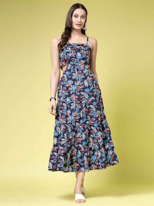 Women’s Floral Print Fit & Flare Maxi Dress