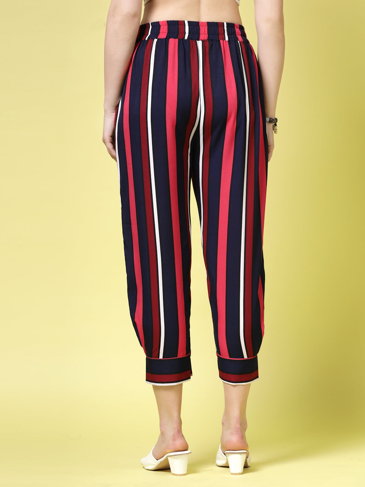 Being Naughty Women High-Rise Striped Straight Fit Trousers