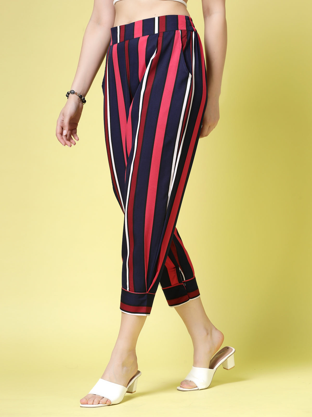 Being Naughty Women High-Rise Striped Straight Fit Trousers