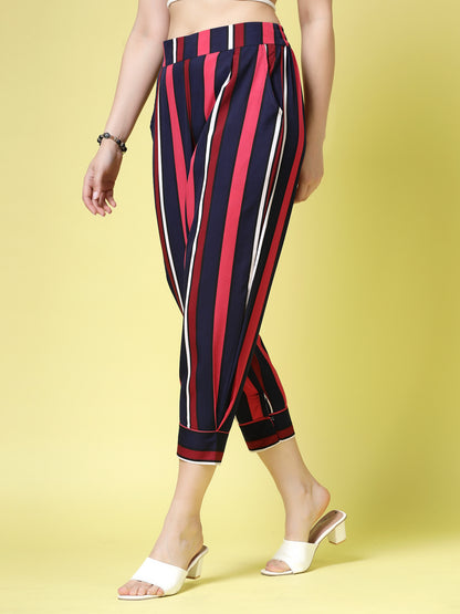 High-Rise Striped Straight Fit Trousers | Being Naughty