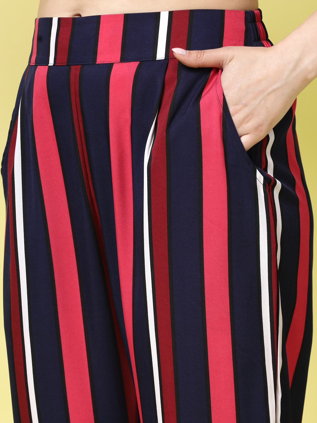 Being Naughty Women High-Rise Striped Straight Fit Trousers