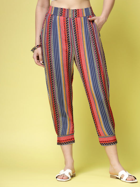 Women’s Striped Straight Fit Women Trousers