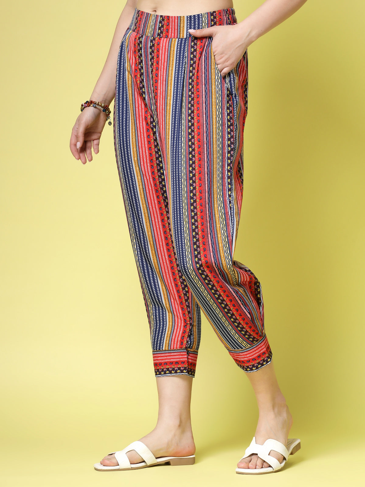 Women’s Striped Straight Fit Women Trousers