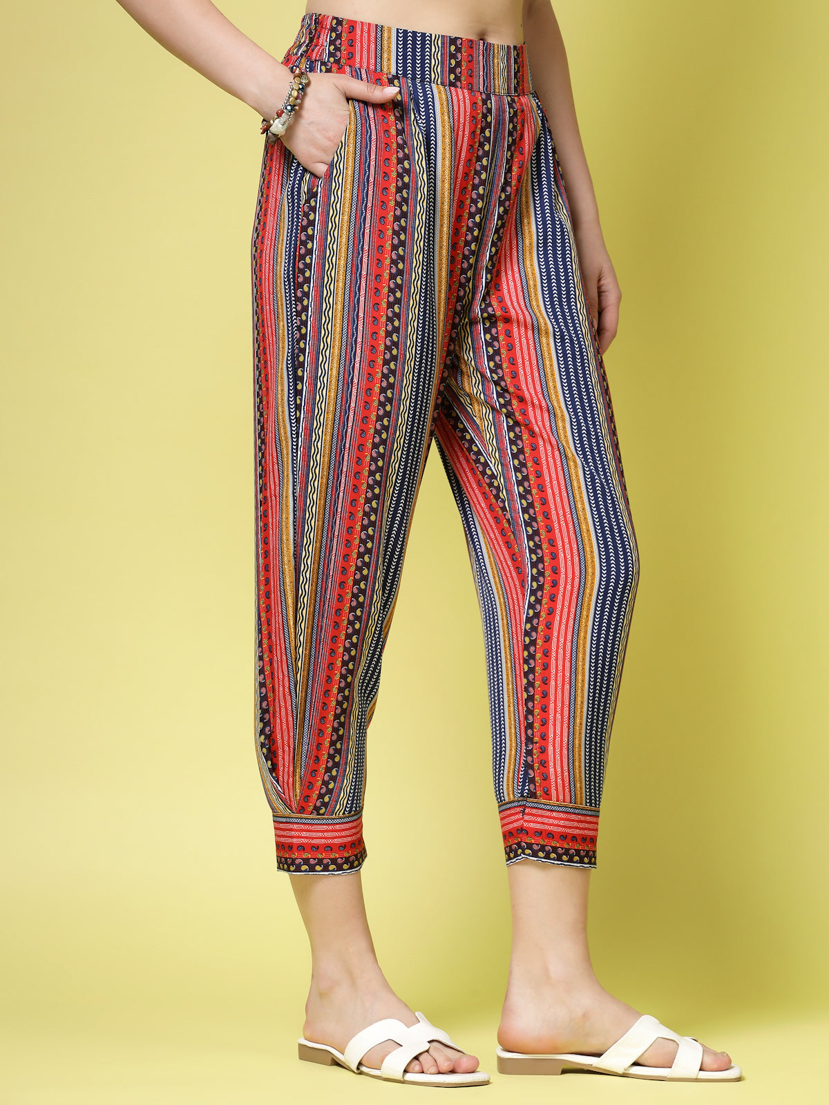 Women’s Striped Straight Fit Women Trousers