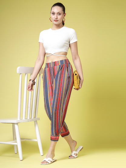 Women’s Striped Straight Fit Women Trousers