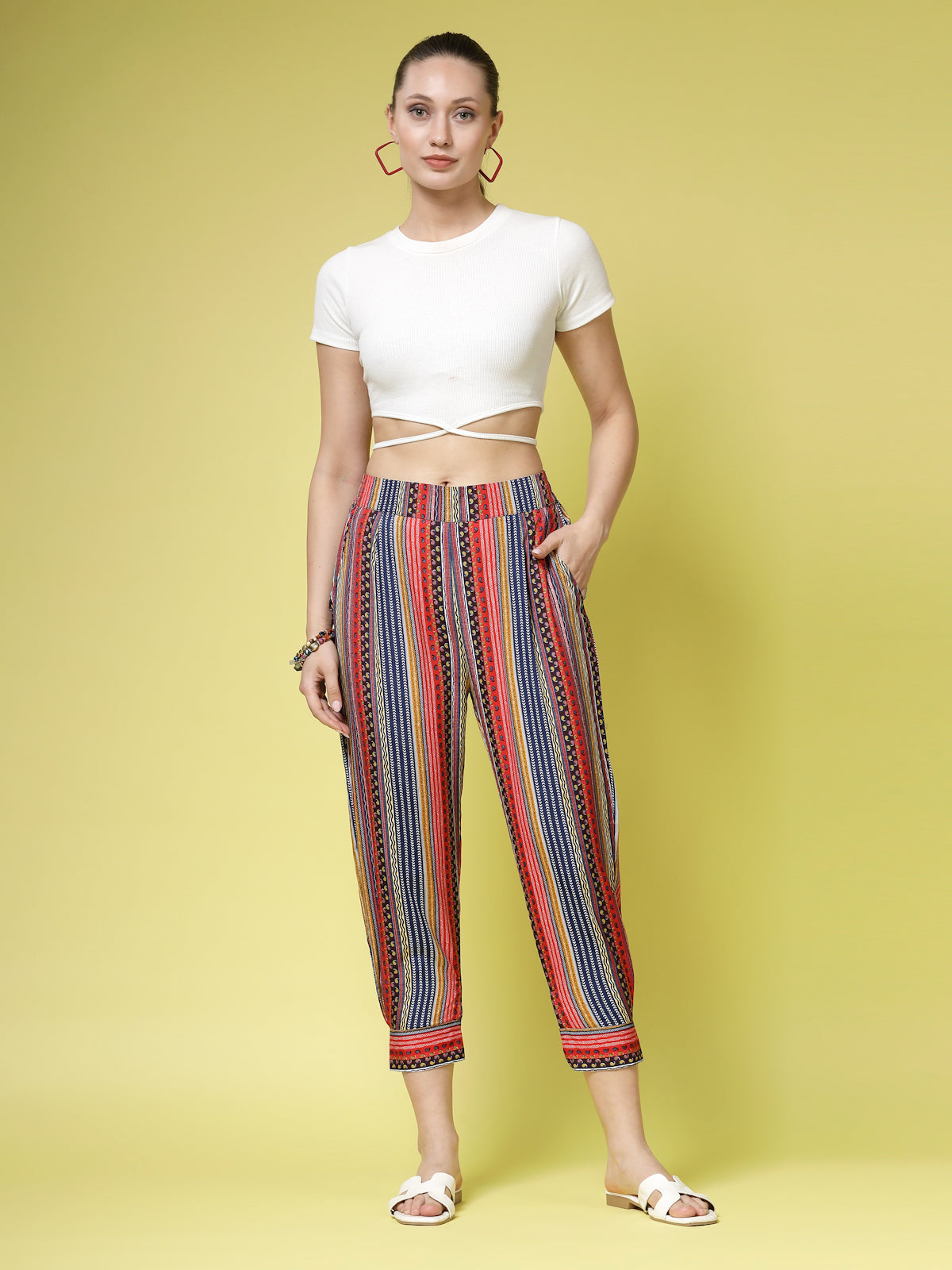 Women’s Striped Straight Fit Women Trousers