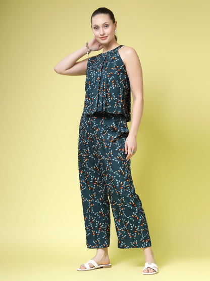 Women’s Printed Halter Sleeveless Neck Top & Palazzo