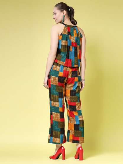 Women’s Printed Halter Neck Top With Trouser
